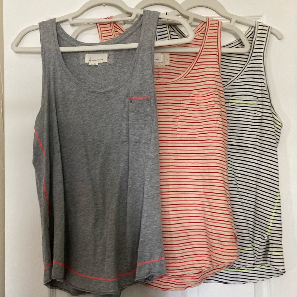 Bundle of three Anthropologie Tank Tops, Size Small but run large